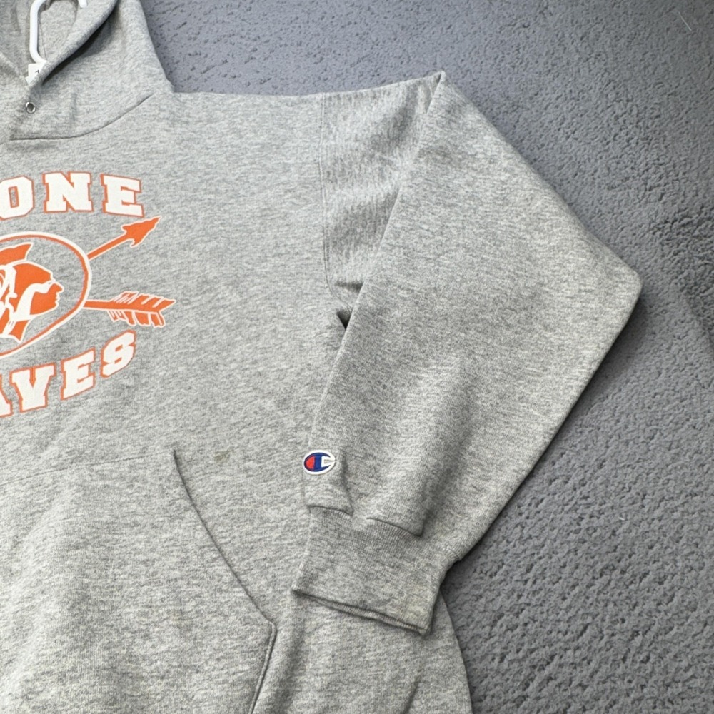 Boone Braves Sweatshirt Mens M Gray Champion Hooded Pullover Crewneck Fleece - Picture 9 of 13